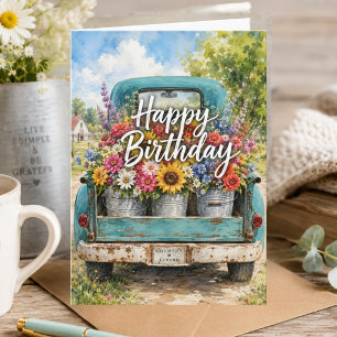 Ländliche Country-Blumen-Sommer-Geburtstag Karte