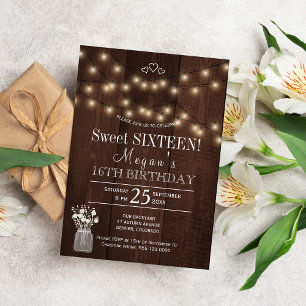 Ländliche Country-Lichter Scheunenholz Sweet Sixte Einladung