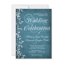 Ländliche Country Swirls Blaue Hochzeitseinladunge