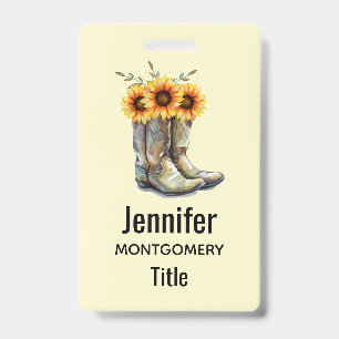 Ländliche Cowboystiefel mit Sonnenblumen Ausweis
