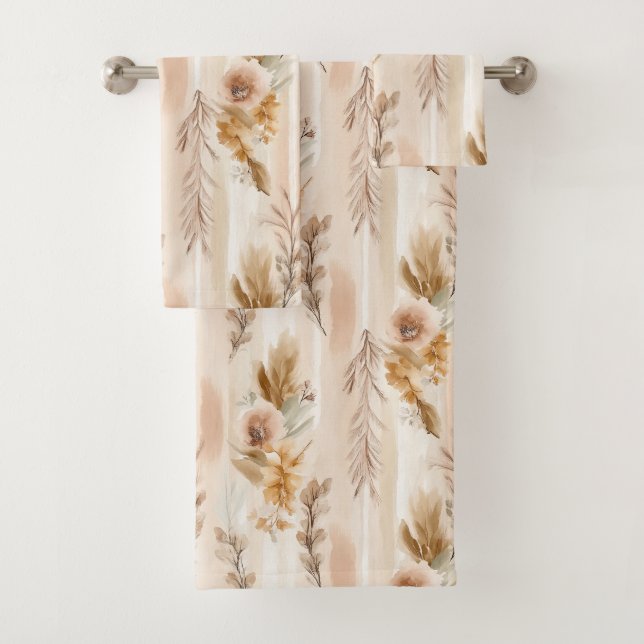 Ländliche Creme Boho Blumen Badhandtuch Set (Insitu)