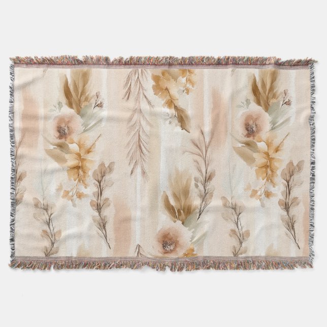 Ländliche Creme Boho Blumen Decke (Vorderseite)