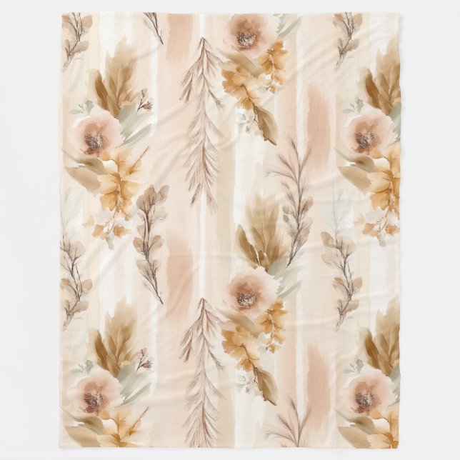 Ländliche Creme Boho Blumen Fleecedecke (Vorderseite)