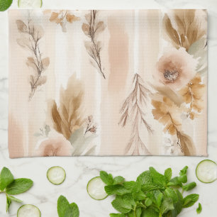 Ländliche Creme Boho Blumen Geschirrtuch