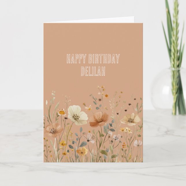 Ländliche Creme Boho Florale Geburtstag Karte (Vorderseite)