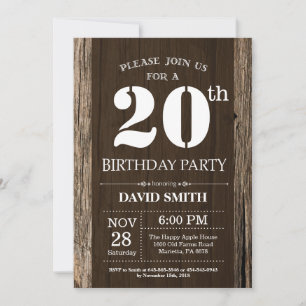 Ländliche Einladung zum 20. Geburtstag im Vintage-