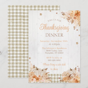 Ländliche Einladung zur Thanksgiving-Dinnerparty