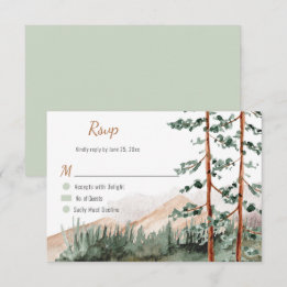 Ländliche Eleganz Berge Wald Kiefern Fichten Bäume RSVP Karte