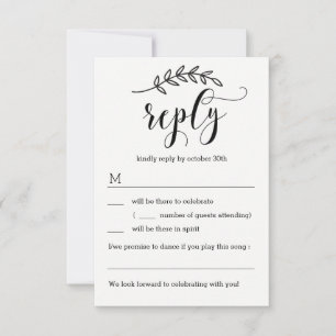 Ländliche Eleganz Hochzeits-Antwort ohne Menü-Opti RSVP Karte