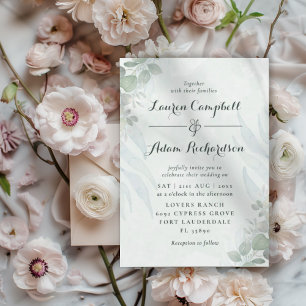 Ländliche Eukalyptus-Grün-Aquarell-Hochzeit Einladung