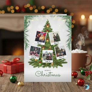 Ländliche Familienfoto-Weihnachtsbaumfarm Feiertagskarte