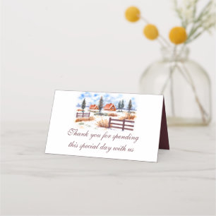 Ländliche Farm Winterhochzeit Danke Platzkarte