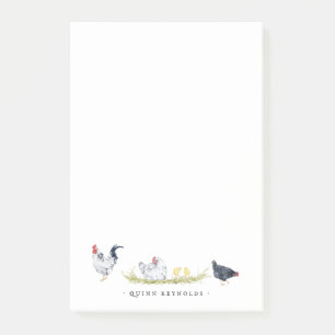 Ländliche Farmhaus-Hühner   Monogramm-Briefpapier Post-it Klebezettel