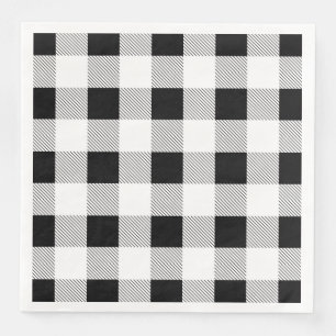 ländliche Farmhaus-Schwarz-Weiß-Büffel-Karo-Party Serviette