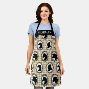Ländliche Farmküche Barnyard Gingham Schwarz & Kha Schürze