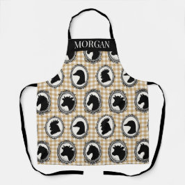 Ländliche Farmküche Barnyard Gingham Schwarz & Kha Schürze