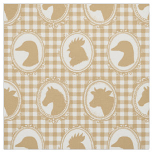 Ländliche Farmtier-Silhouette Scheunenhof-Khaki-Ka Stoff