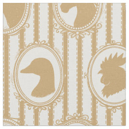 Ländliche Farmtier-Silhouette Scheunenhof - Khaki Stoff