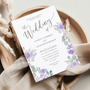 Ländliche Florale Eukalyptus-Lila-Hochzeitseinladu Einladung