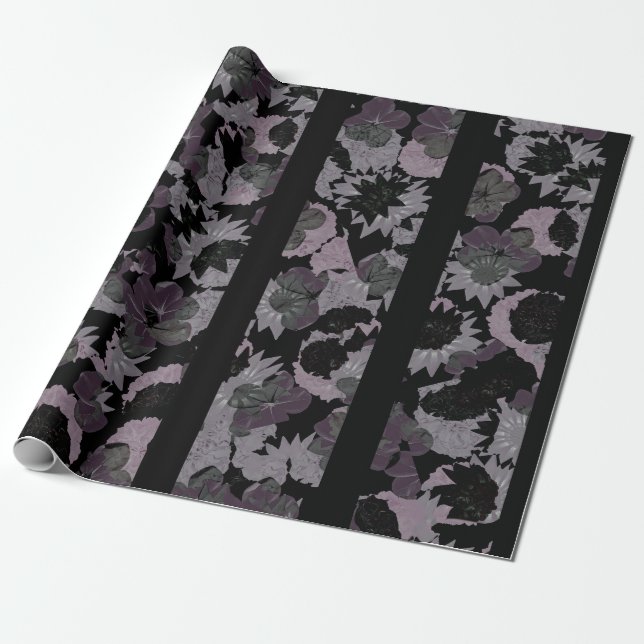 Ländliche Floralkollage mit gestreiftem Muster Geschenkpapier (Ungerollt)