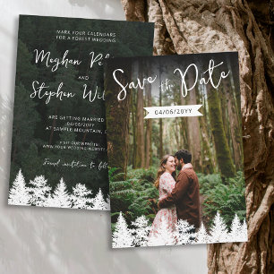 Ländliche Fotovorlage und Tannenformen Hochzeit Save The Date