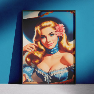 Ländliche Frau im Vintage-Stil Poster
