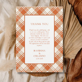 Ländliche gedämpfte orange karierte Gingham-Dankes Ankündigung