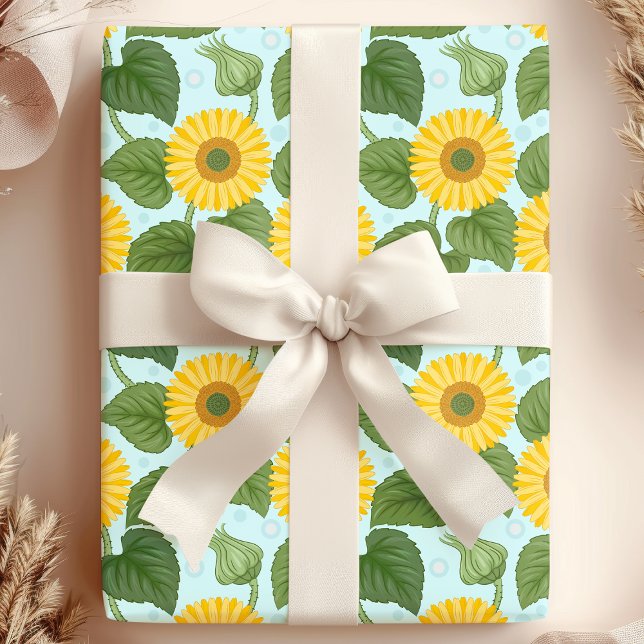 Ländliche gelbe Sonnenblumen-Blumen Geschenkpapier (Von Creator hochgeladen)