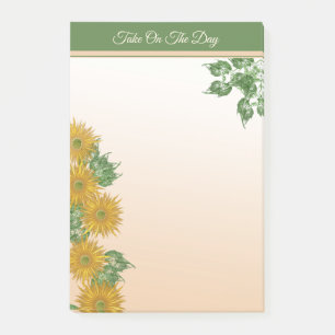 Ländliche goldene Blumen, Grünzeug und Blätterrand Post-it Klebezettel