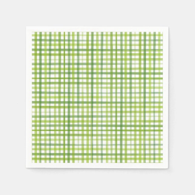 Ländliche grüne Gingham-Papier-Serviette | Sommerp Serviette (Vorderseite)