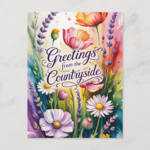 Ländliche Grüße Florales Design Feiertagspostkarte