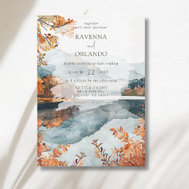 Ländliche Herbst-Bergsee-Hochzeit Einladung