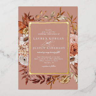ländliche Herbst-Blumen-Hochzeit-Folie-Einladung Folieneinladung