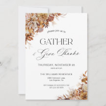Ländliche Herbst-Blumen-Thanksgiving-Einladung