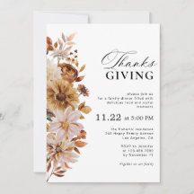 Ländliche Herbst-Blumen-Thanksgiving-Einladung