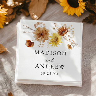 Ländliche Herbst-Sonnenblumen und Wildblumen Hochz Serviette