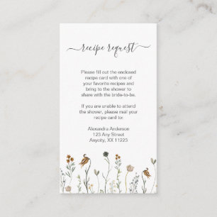 Ländliche Herbst-Wildblumen-Rezeptanfrage Begleitkarte