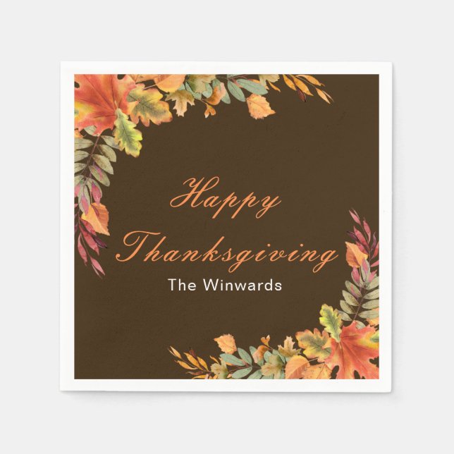Ländliche Herbstblätter Thanksgiving-Party Serviette (Vorderseite)