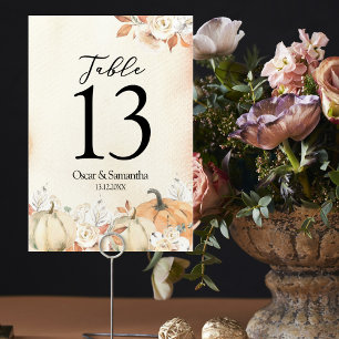 Ländliche Herbstkürbisse & Blumen  Tischnummer