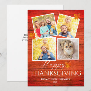 Ländliche Herbstlaub Thanksgiving-Familienfoto Feiertagskarte