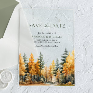 Ländliche Herbstwald-Hochzeit - Save-the-Date-Kart Acryleinladungen