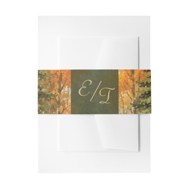 Ländliche Herbstwald-Initialen  Einladungsbanderole (Vorderseite Beispiel)