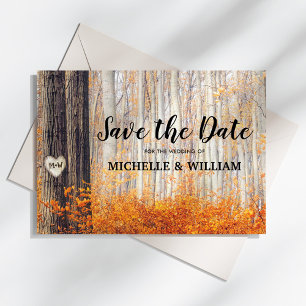 Ländliche Herbstwald-Save-the-Date-Postkarte Ankündigungspostkarte