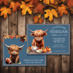 Ländliche Highland-Kuh-Friendsgiving-Einladung Einladung