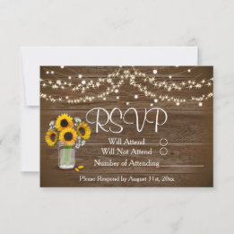Ländliche Hochzeit Sonnenblume Ziegelkanne RSVP Karte