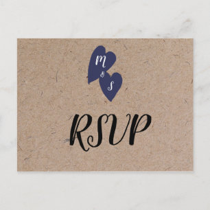 Ländliche Hochzeit Speisenwahl Antwort Monogramm Postkarte