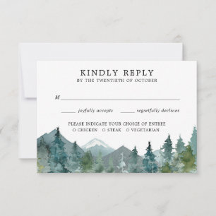 Ländliche Hochzeit Wald Berge RSVP Karte