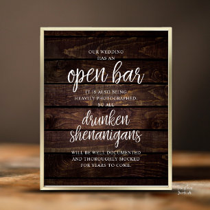 Ländliche Hochzeits-Open-Bar, betrunkene Scherze Poster