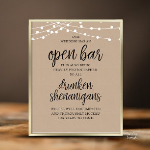 Ländliche Hochzeits-Open-Bar, betrunkene Scherze Poster
