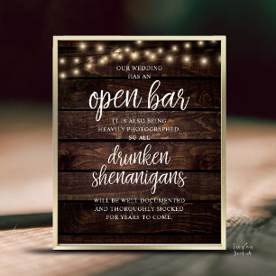 Ländliche Hochzeits-Open-Bar, betrunkene Streiche Poster